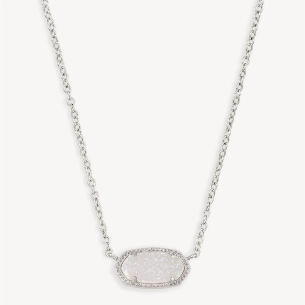 Kendra Scott Elisa Silver Pendant Necklace in Iridescent Drusy